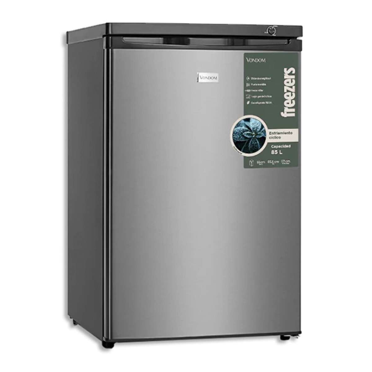Freezer Vertical Bajo Mesada 85 Litros Vondom FR55 Acero Inoxidable